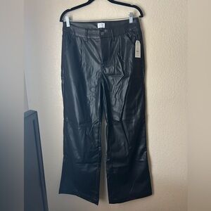 NWT Time and Tru Black Faux Leather High Rise Wide Leg Trousers